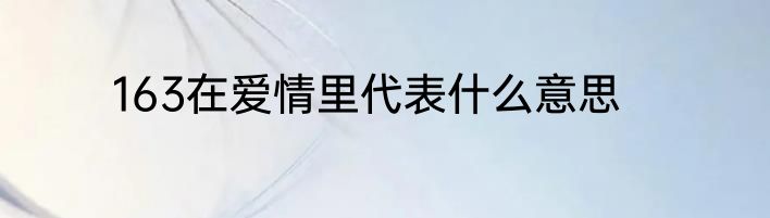 163在爱情里代表什么意思