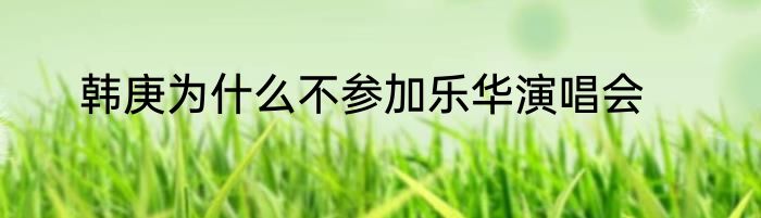 韩庚为什么不参加乐华演唱会