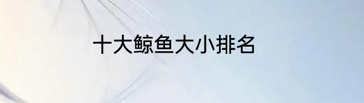 十大鲸鱼大小排名