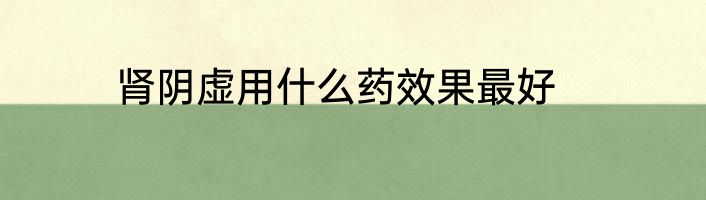 肾阴虚用什么药效果最好