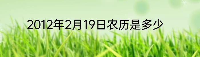 2012年2月19日农历是多少