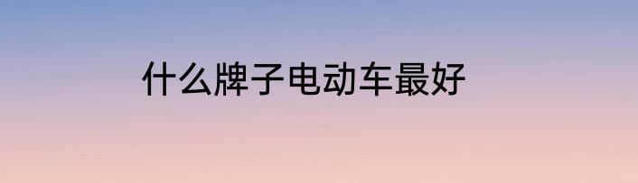 什么牌子电动车最好