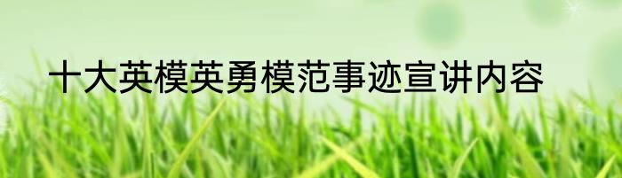 十大英模英勇模范事迹宣讲内容