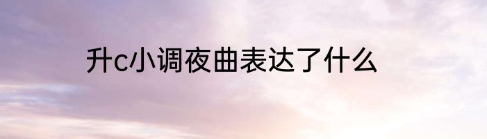 升c小调夜曲表达了什么