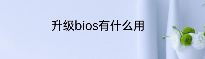 升级bios有什么用