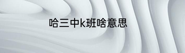 哈三中k班啥意思