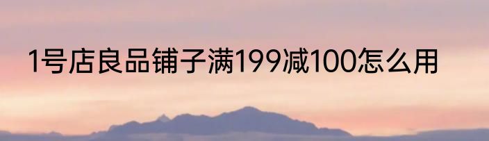 1号店良品铺子满199减100怎么用