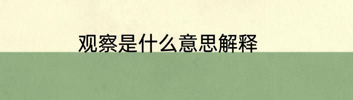 观察是什么意思解释