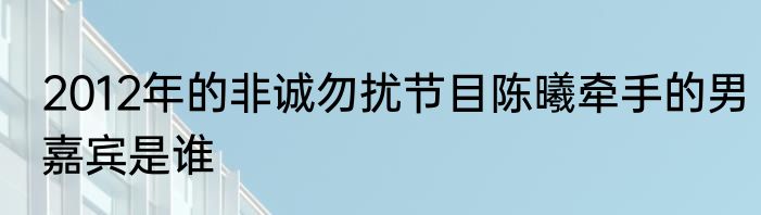 2012年的非诚勿扰节目陈曦牵手的男嘉宾是谁