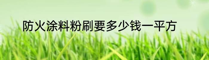 防火涂料粉刷要多少钱一平方