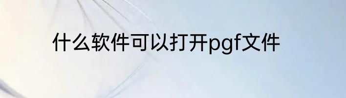 什么软件可以打开pgf文件