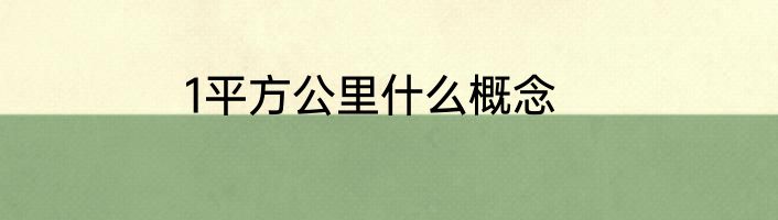 1平方公里什么概念