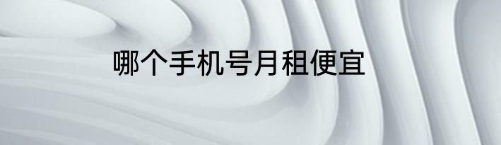 哪个手机号月租便宜