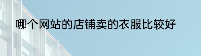 哪个网站的店铺卖的衣服比较好