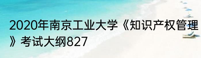 2020年南京工业大学《知识产权管理》考试大纲827