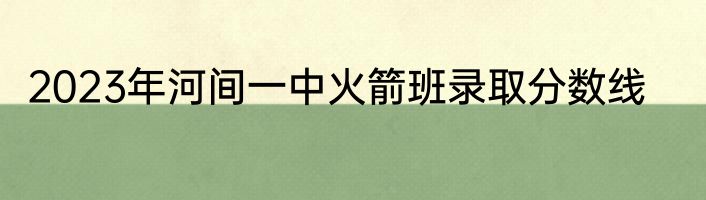 2023年河间一中火箭班录取分数线