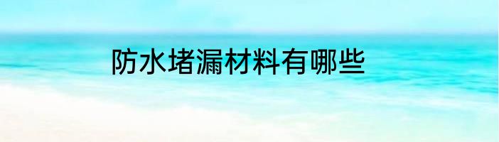 防水堵漏材料有哪些