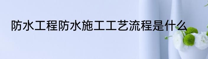 防水工程防水施工工艺流程是什么