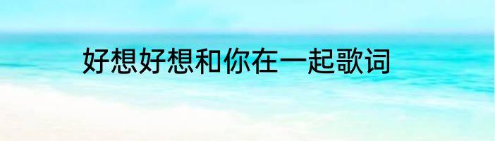 好想好想和你在一起歌词