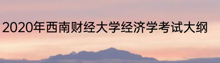 2020年西南财经大学经济学考试大纲