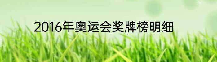 2016年奥运会奖牌榜明细