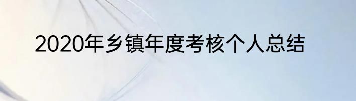 2020年乡镇年度考核个人总结