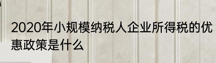 2020年小规模纳税人企业所得税的优惠政策是什么