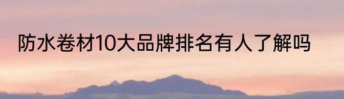 防水卷材10大品牌排名有人了解吗
