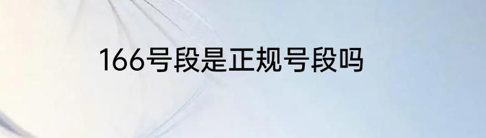166号段是正规号段吗