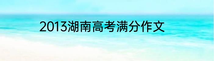 2013湖南高考满分作文