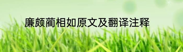 廉颇蔺相如原文及翻译注释
