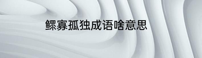 鳏寡孤独成语啥意思