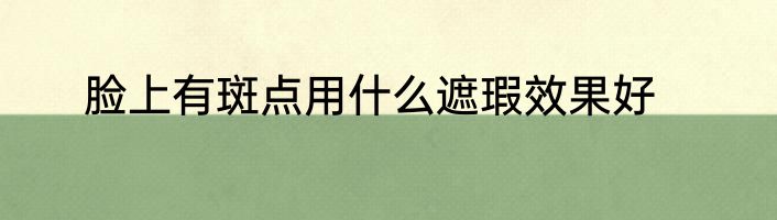 脸上有斑点用什么遮瑕效果好