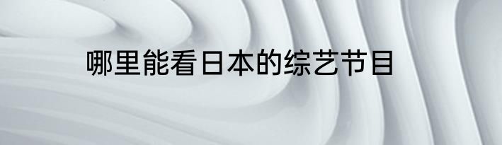 哪里能看日本的综艺节目