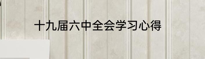 十九届六中全会学习心得