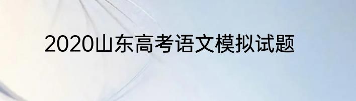 2020山东高考语文模拟试题