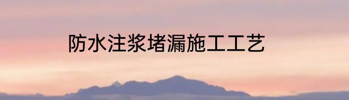 防水注浆堵漏施工工艺