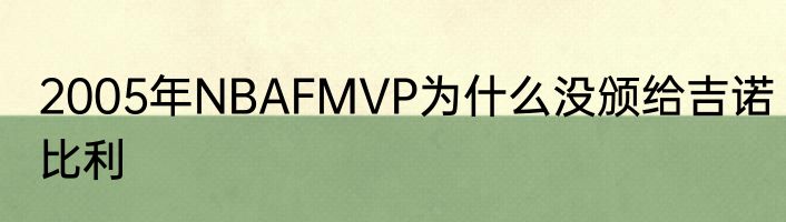 2005年NBAFMVP为什么没颁给吉诺比利