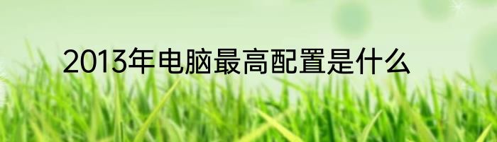 2013年电脑最高配置是什么