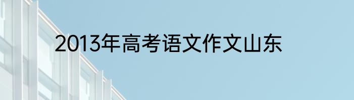 2013年高考语文作文山东