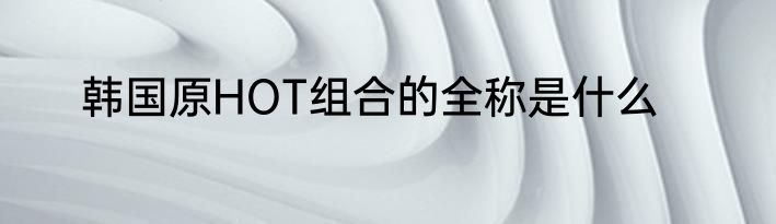 韩国原HOT组合的全称是什么