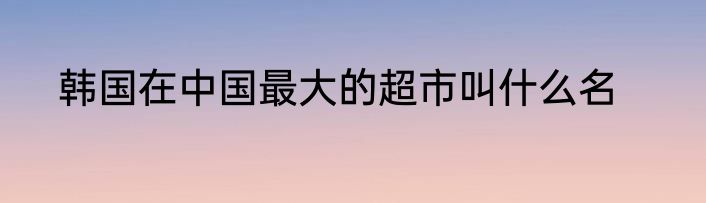 韩国在中国最大的超市叫什么名