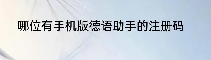 哪位有手机版德语助手的注册码