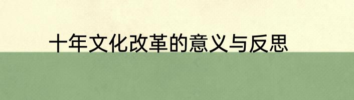 十年文化改革的意义与反思