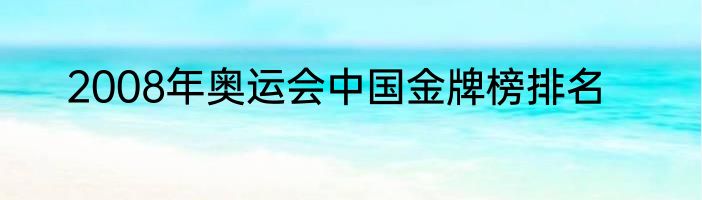 2008年奥运会中国金牌榜排名
