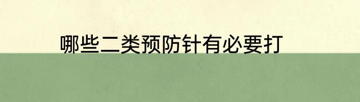哪些二类预防针有必要打