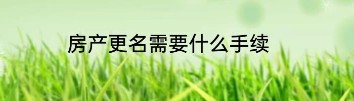 房产更名需要什么手续