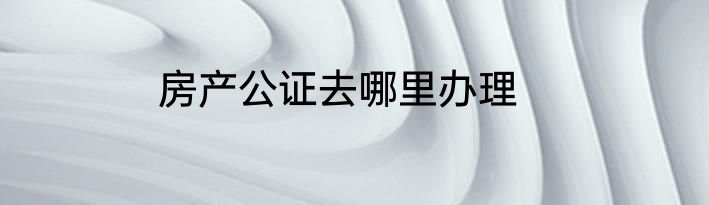 房产公证去哪里办理