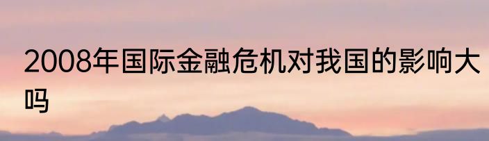 2008年国际金融危机对我国的影响大吗