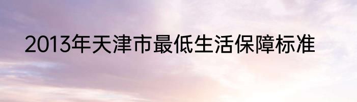 2013年天津市最低生活保障标准